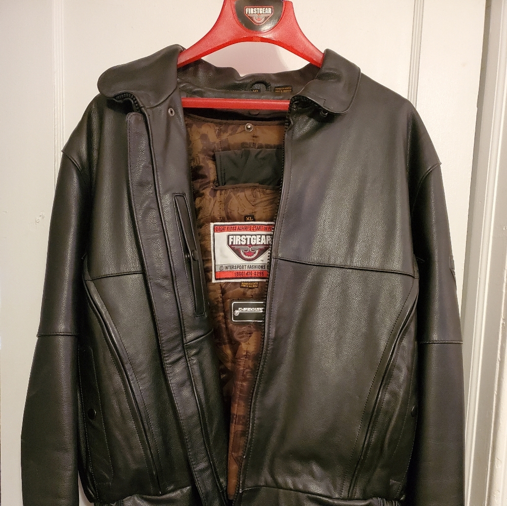 Firstgear thermoliner black leather motorcycle jacket XL - Picture 11 of 16